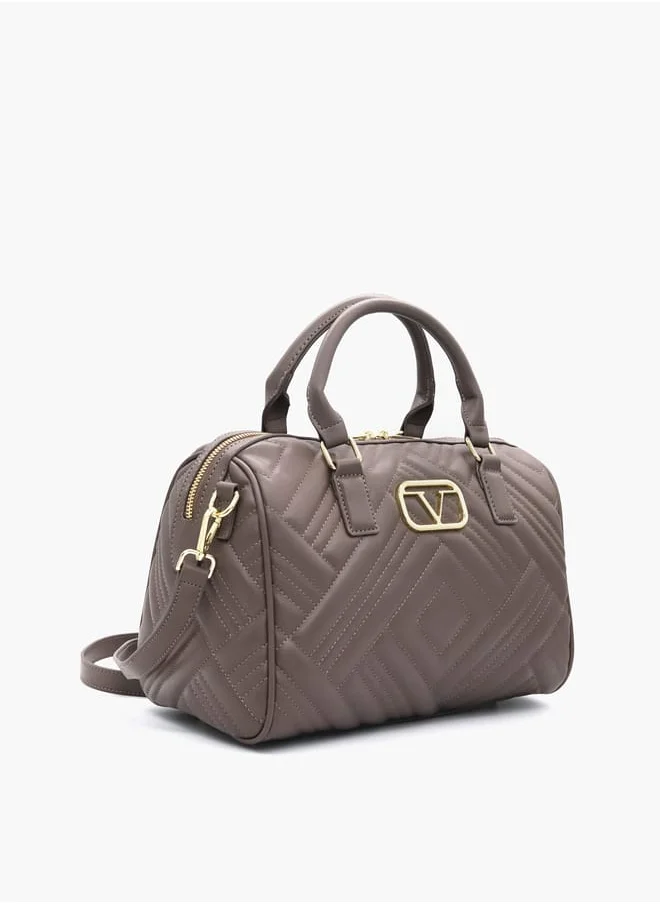 V إيطاليا Quilted Tote Bag with Detachable Strap and Zip Closure