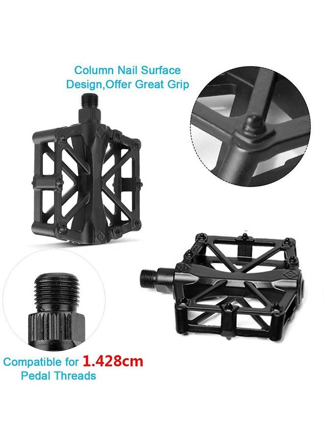 GROIC Mountain Road Bicycle Flat Bike Pedals 9/16 for MTB with 16 Anti-Skid Pins -Universal Lightweight Aluminum Alloy Platform Pedal-2 Packs  - Image 3