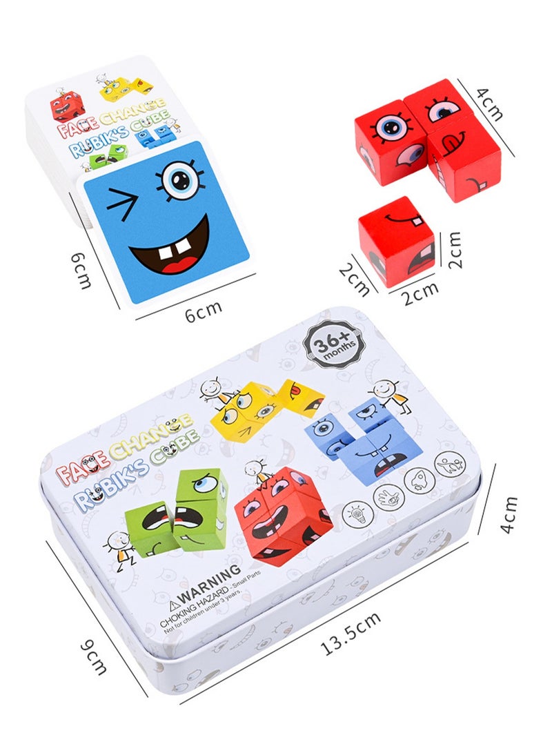 Wooden Expression Building Blocks 3D Puzzle Children's Educational Suitable For Over 3 Years Old Boys And Girls - Image 3