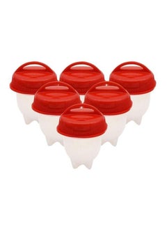 Generic 6-Piece Silicone Egg Boil Cooker Set Clear/Red  - Image 1