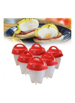 Generic 6-Piece Silicone Egg Boil Cooker Set Clear/Red  - Image 2