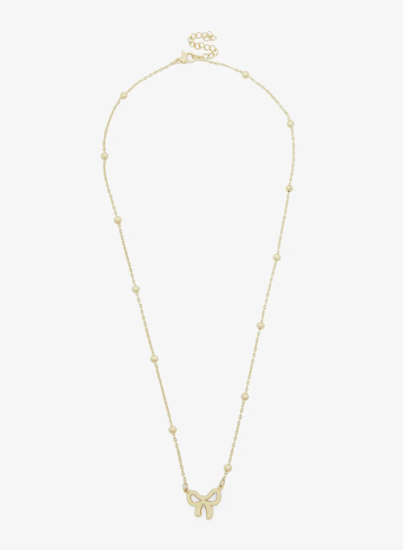 جينجر Layered Heart & Bow Charm Necklace