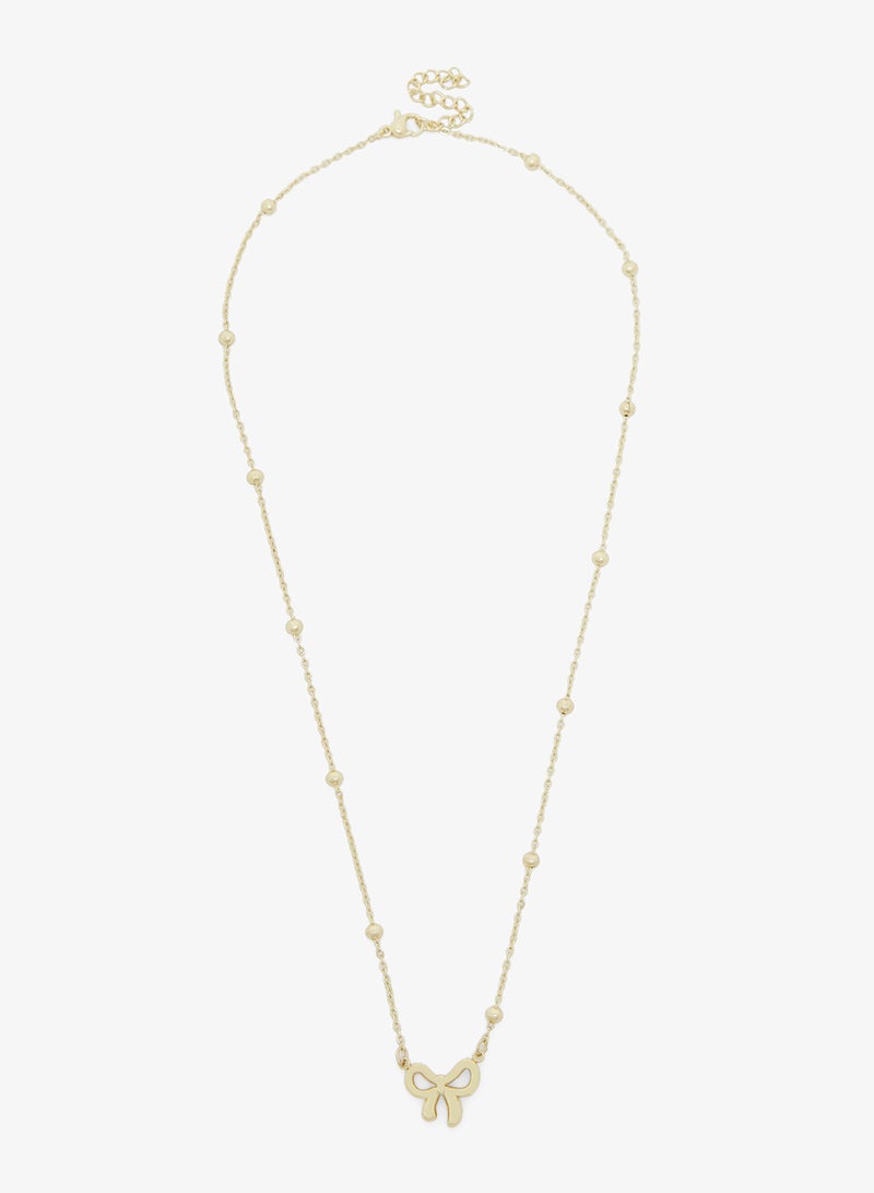Ginger Layered Heart & Bow Charm Necklace - Image 3