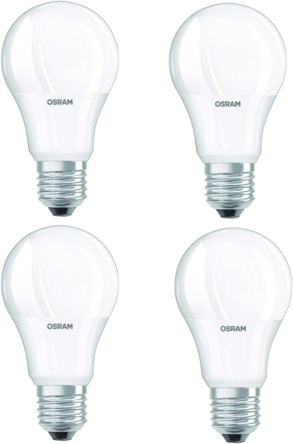 Osram LED Value Classic A60 Bulb E27 8.5W Daylight, UV and Flicker Free, No Blue Light Hazard, 806lm 6500K Frosted with ESMA Approval (Pack of 4)
