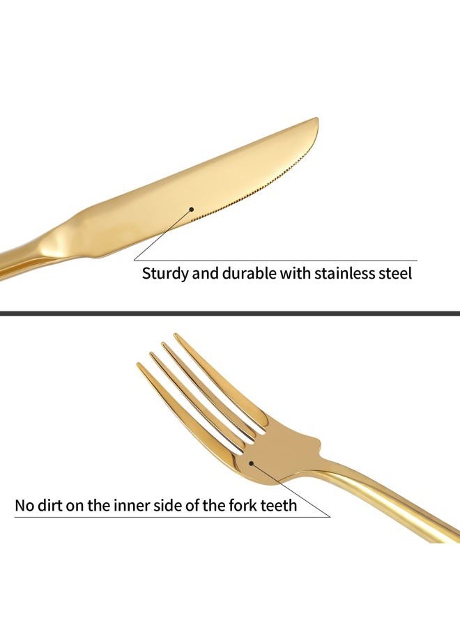 Kelenfer Gold Silverware Set Flatware Set Stainless Steel Cutlery Set 60 Pieces Thick Heavy Hexagon Handle Service for 12 - Image 4