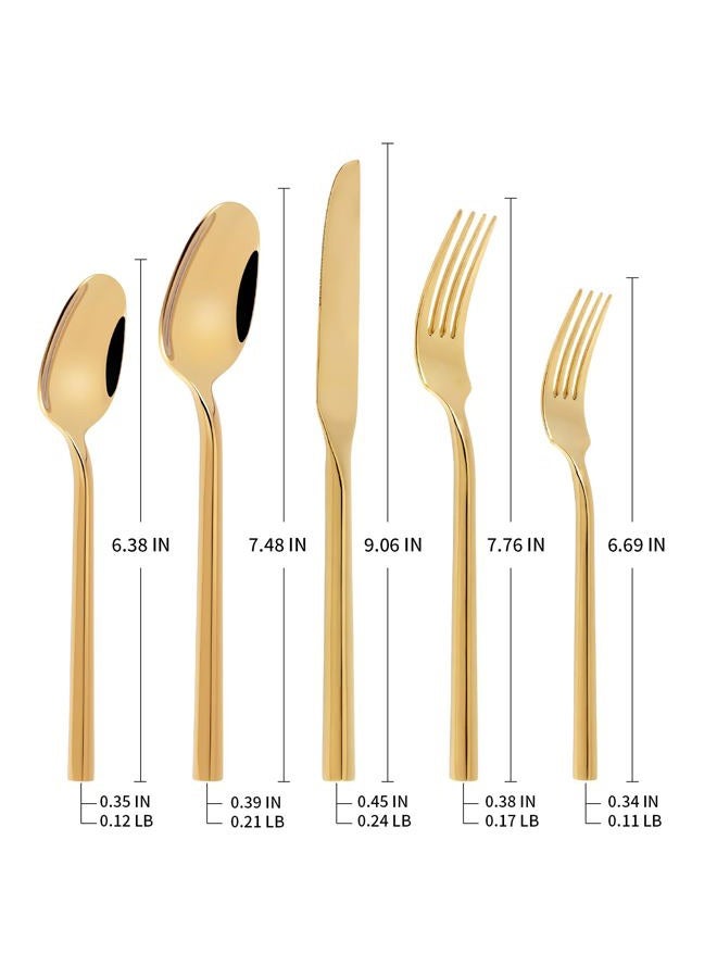 Kelenfer Gold Silverware Set Flatware Set Stainless Steel Cutlery Set 60 Pieces Thick Heavy Hexagon Handle Service for 12 - Image 2