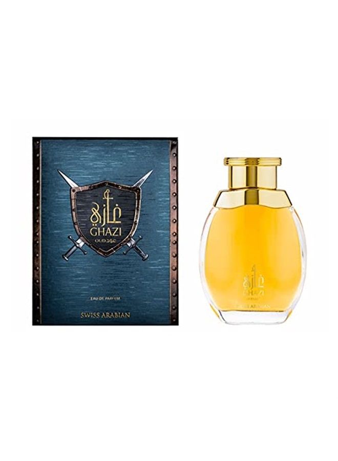 GHAZI OUD, Eau de Parfum for Men 100mL | Robust, Rich and Dark Fragrance of Oudh and Balsams | Incense, Agarwood, Amber, Musk | by Dubai Perfume Artisan Swiss Arabian | Intense Cologne/Toilette Spray