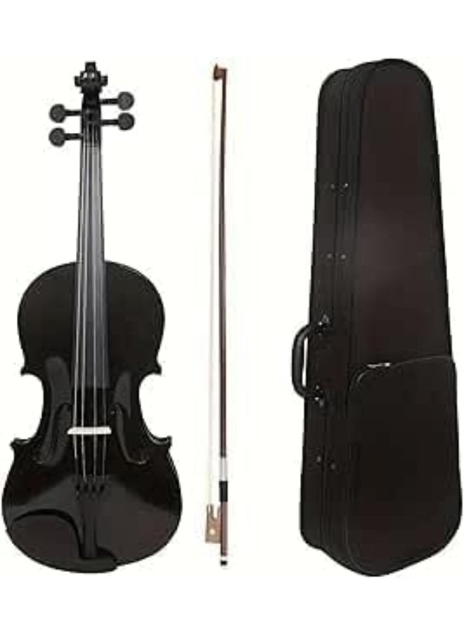 Megarya - Megarya 4/4 Black Glossy Violin Made By Indian Solid Wood Perfect Choice for Violin Beginners Complete Set With Case, Bow and Rosin - Image 1