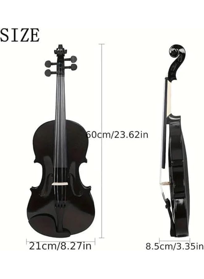 Megarya - Megarya 4/4 Black Glossy Violin Made By Indian Solid Wood Perfect Choice for Violin Beginners Complete Set With Case, Bow and Rosin - Image 1
