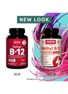 jarrow formulas Maximum Strength Methyl B 12 5000 Mcg Dietary Supplement 90 Cherry Flavored Chewable Tablets Bioactive Vitamin B 12 Supports Cellular Energy Production Sleep & Brain Health  - Image 3