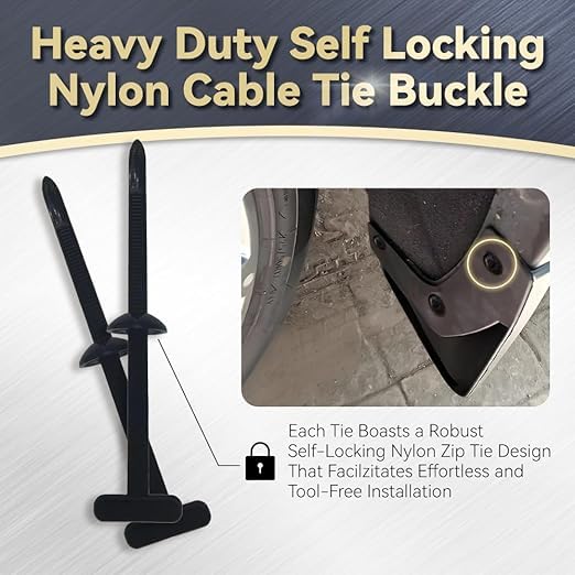 Leocfy Nylon Universal Cable Tie Buckle 2025 New Nylon Locking Zip Ties Holder with Pin & Button Design, Heavy Duty Self Locking Nylon Zip Ties UV Resistant for Car Daily Auto Fixing Repair(50PCS) - Image 5
