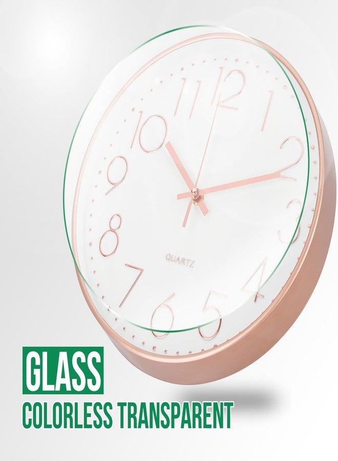 bakbrand Wall Clock 10 Inch Non-Ticking Silent Modern Simple Style Round Decor Clock Rose Gold Stereoscopic Dial Quartz Wall Clocks for Home/Office/School/Living Room/Bedroom/Kitchen - Image 5