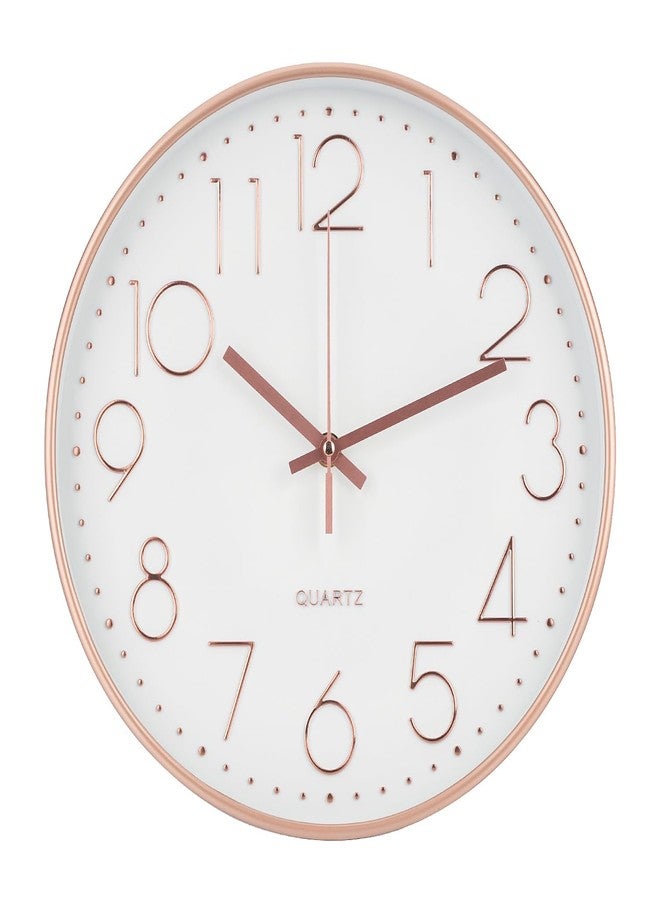 bakbrand Wall Clock 10 Inch Non-Ticking Silent Modern Simple Style Round Decor Clock Rose Gold Stereoscopic Dial Quartz Wall Clocks for Home/Office/School/Living Room/Bedroom/Kitchen - Image 1