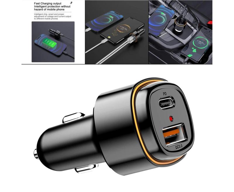 Car Charger: Dual Port 38W Fast Charging - PD 20W QC3.0 With Overheating Protection, USB-C Charger for 12V 24V Vehicles, Mobile Devices, Tablets & Switches - Image 1