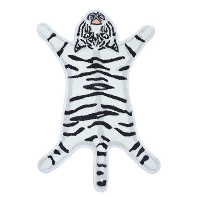 TIGER PRINT RUG CARTOON CUTE FAUX AREA RUGS FLUFFY ANIMAL PRINT MAT CARPET KIDS SMALL RUGS FOR PLAYROOM ROOM HOME DECOR 26X18FT 322 LX214 W545X82CMWHITE