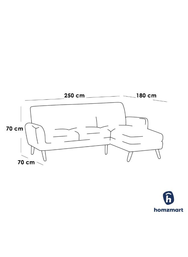 Homzmart Swedish wood and Velvet L-Shape Sofa - White - Image 2