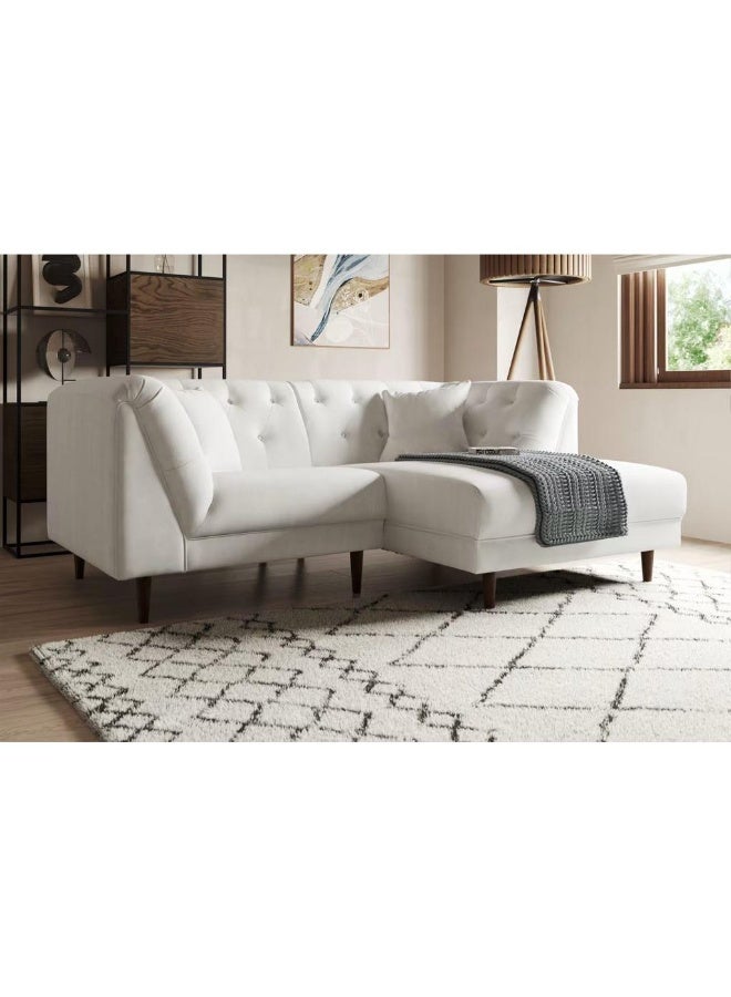 Homzmart Swedish wood and Velvet L-Shape Sofa - White - Image 1