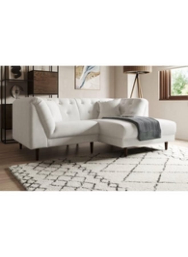 Homzmart Swedish wood and Velvet L-Shape Sofa - White - Image 3