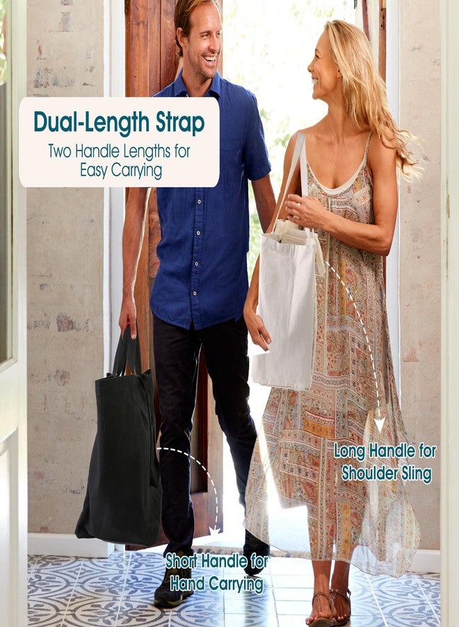 Musbus Large Canvas Tote Bag, 3-Pack Reusable Grocery Bags-Organic Cotton with Pockets/Bottle Sleeves, Shopping/Farmers Market, Eco-Friendly, Long Shoulder Strap and Short Handle, Foldable, Washable - Image 5