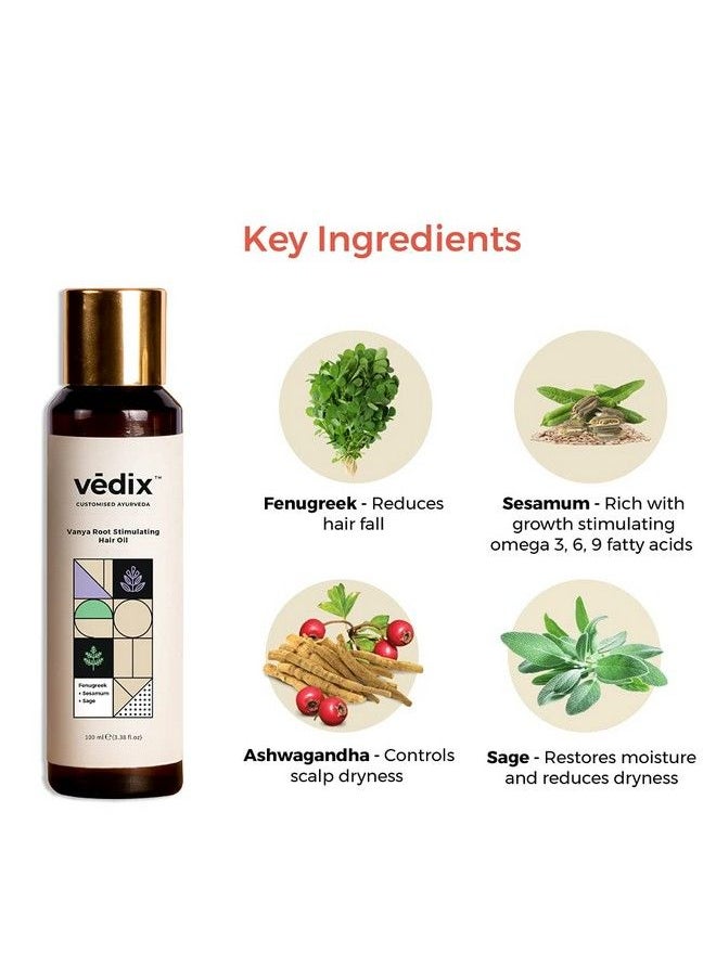 Vedix Vanya Root Stimulating Ayurvedic Hair Oil ; Hair Growth Oil With Fenugreek + Sesamum + Sage Customized Anti Hair Fall Control Oil 100Ml  - Image 4