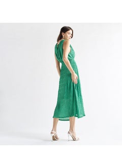 FAV Textured Sleeveless Dress with V-neck and Tie-Ups  - Image 3