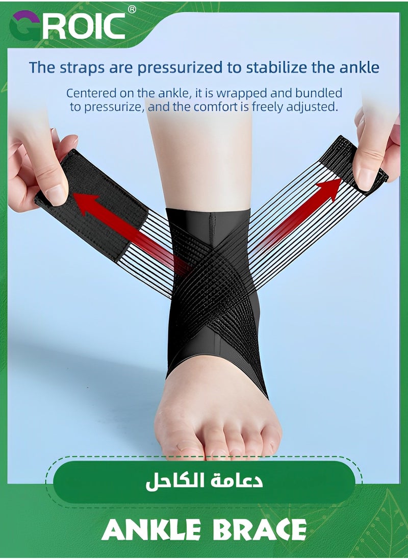 GROIC - Elite Ankle Brace with Adjustable Strap and Gel Pad, Silicone Ankle Sleeve for Ankle Support and Pain Relief, Ankle Brace For Sprained Ankle, Plantar Fasciitis, Ankle Pain - Image 1
