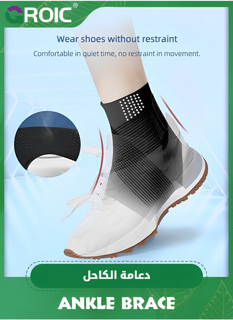GROIC - Elite Ankle Brace with Adjustable Strap and Gel Pad, Silicone Ankle Sleeve for Ankle Support and Pain Relief, Ankle Brace For Sprained Ankle, Plantar Fasciitis, Ankle Pain - Image 1