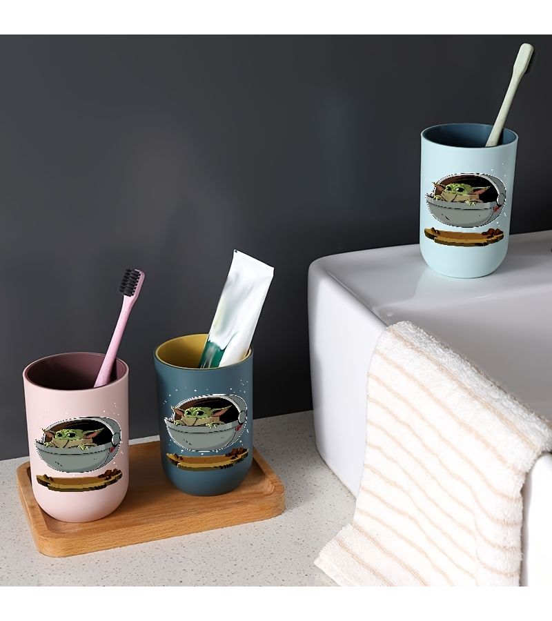 Light Blue Star Wars Grogu Design Toothbrush Cup For Home Travel Space Saving - Image 5