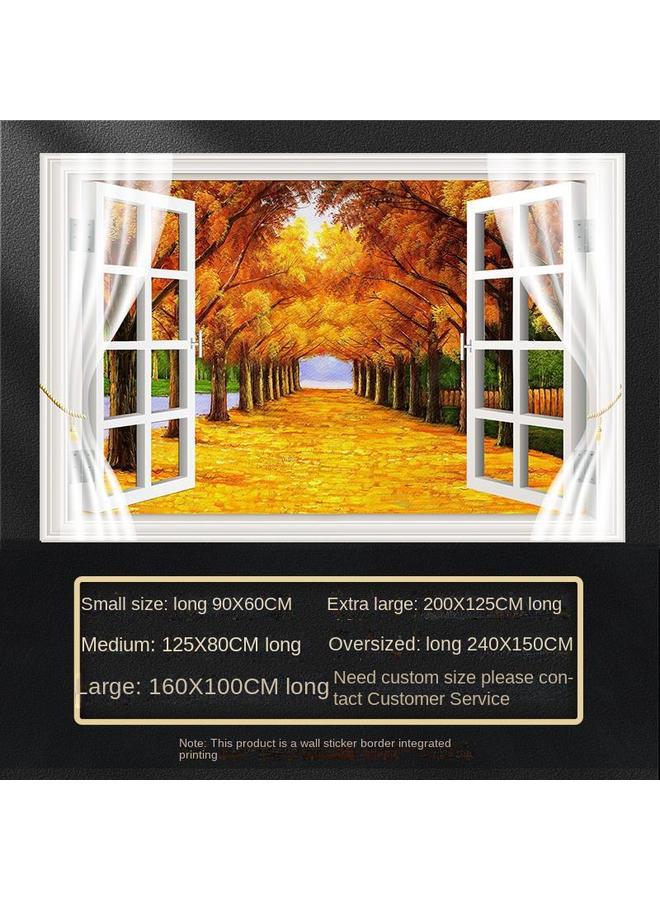 Bluejw Fake Window Self-adhesive 3D Wall Stickers Living Room Decorative Painting Bedroom Landscape Nature Waterproof Wall Stickers Wallpaper - Image 1