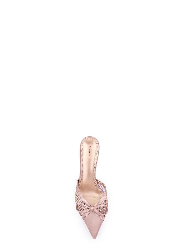 Womens pointed toe mesh heeled mules