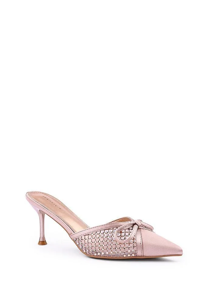 IconStyle Womens pointed toe mesh heeled mules