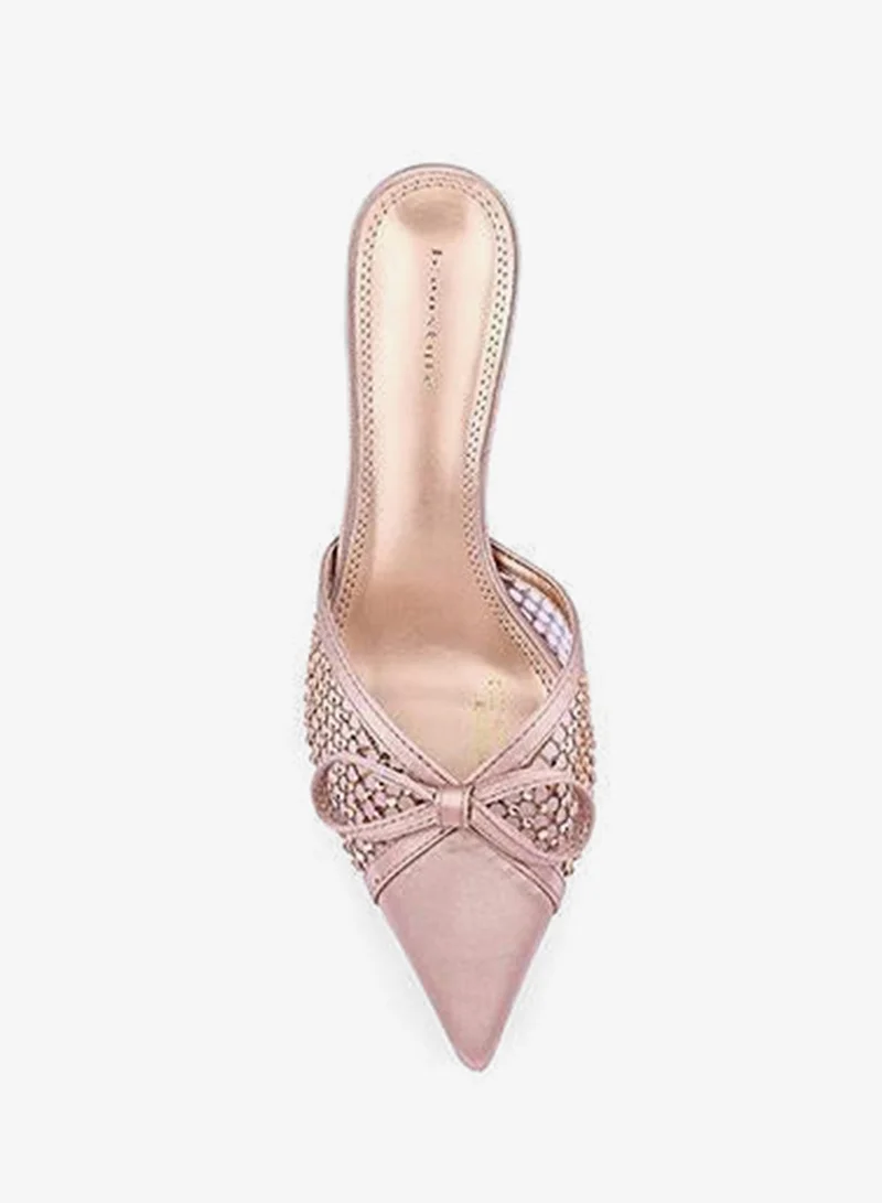 Iconstyle Champagne Womens pointed toe mesh heeled mules for Women | Best Price UAE