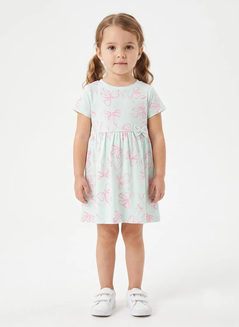 بيبي كلو Girls Mint Bow Print Summer Dress