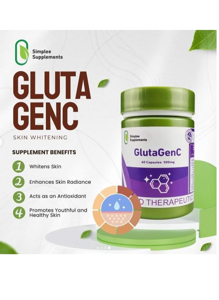 Simplee Supplements Simplee Supplements GlutaGenC – Advanced Whitening & Skin Hydration Formula (60 Caps, 500mg)  - Image 3