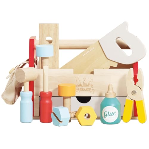 Le Toy Van - Cars & Construction Educational Wooden Tool Box Play Set for Role Play | Boys Pretend Play Wooden Tools - Suitable for 3 Year Olds and Older, Tool Box 12 Piece Set - Image 1