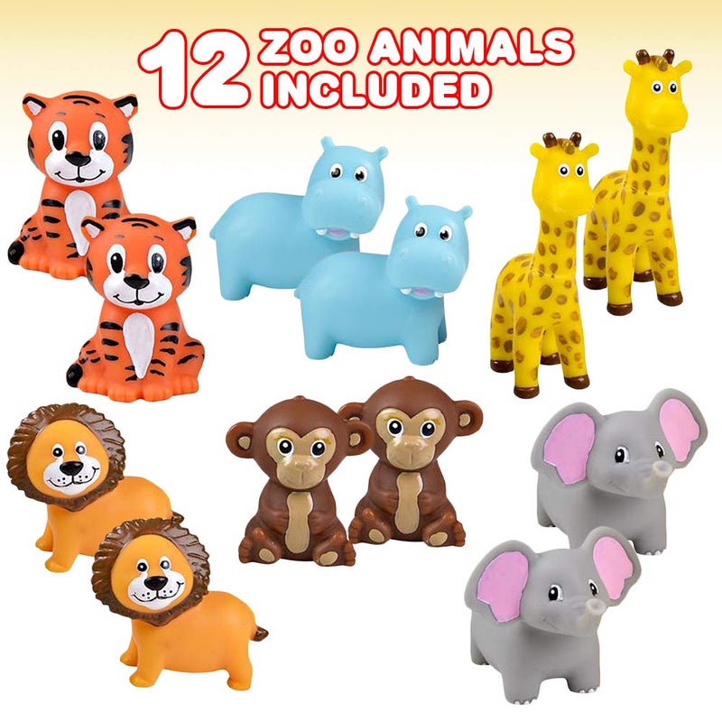 ArtCreativity Vinyl Zoo Animals Toys (Pack of 12) - Assorted Squeezable Toys Safari Animals Figures - Safari Birthday Party Favors for Kids, Jungle Animals Figures for Fun Bath & Play Time - Image 2