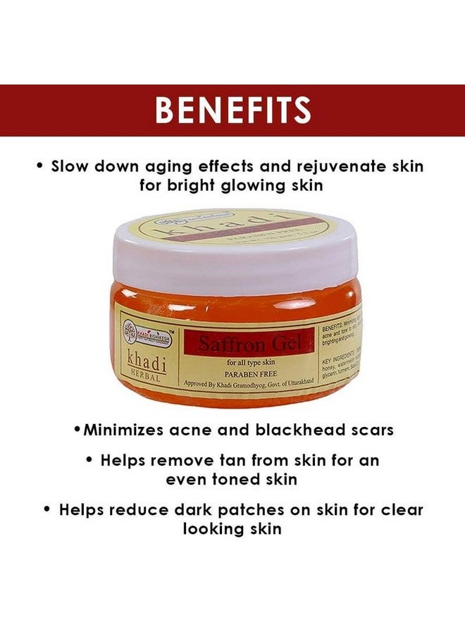 KHADI RISHIKESH Pure Saffron Gel, 150gm | Hydrating Skin Gel for Glowing, Brightening, Reduces Pigmentation, Blemishes, Anti-Aging and Acne Suitable for Female & Male| SLS and Paraben Free - Image 3