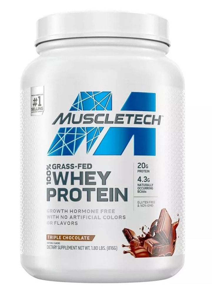 MuscleTech - MuscleTech, Grass-Fed 100% Whey Protein, Triple Chocolate, 1.8 lbs (816 g) - Image 1