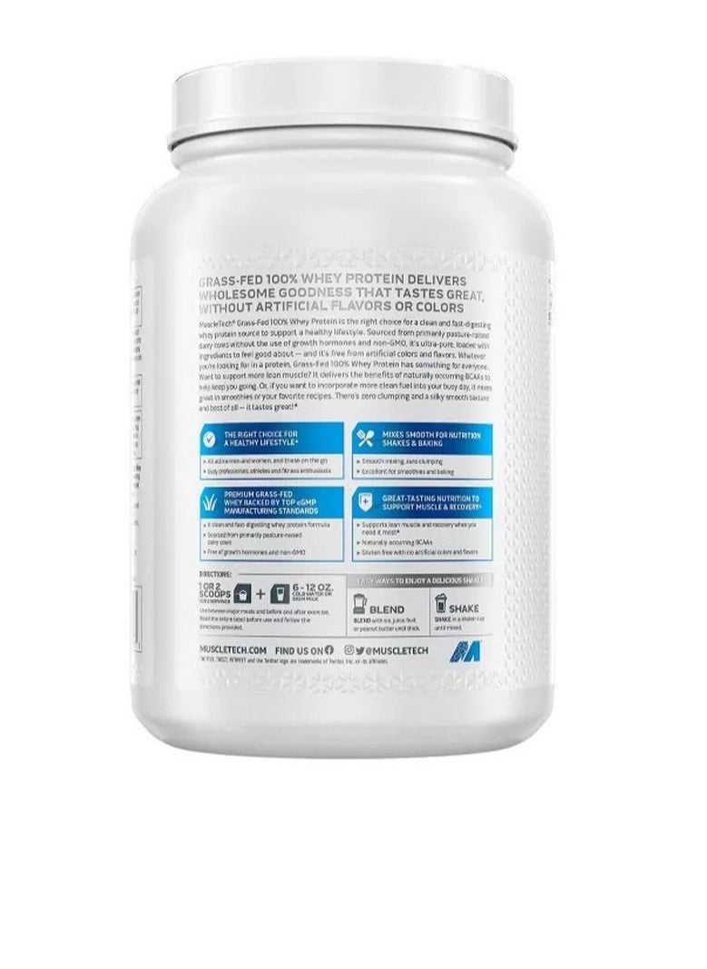 MuscleTech - MuscleTech, Grass-Fed 100% Whey Protein, Triple Chocolate, 1.8 lbs (816 g) - Image 1
