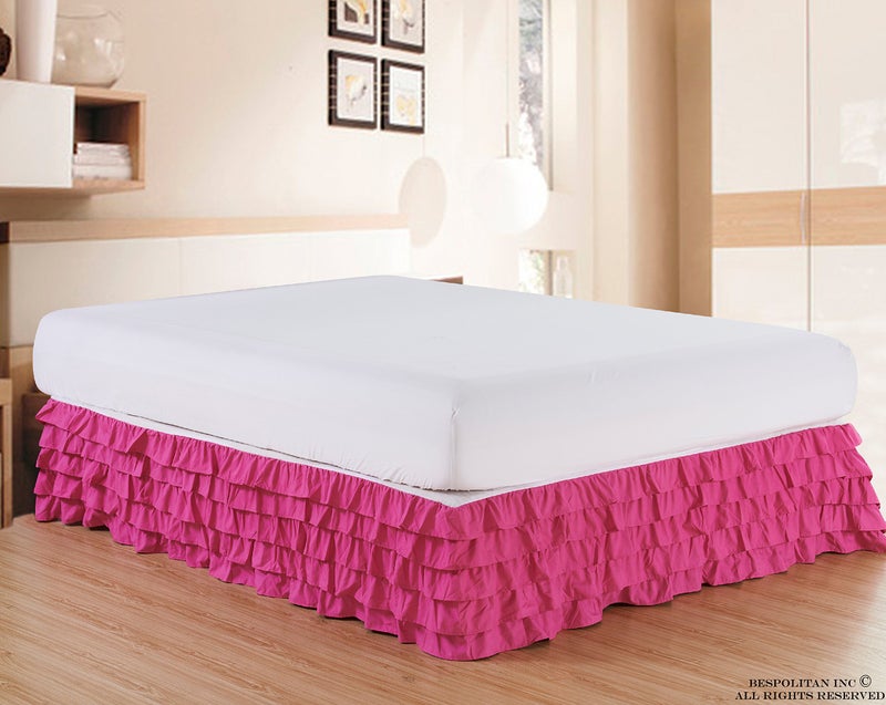 Elegant Comfort Elegant Comfort Luxurious Premium Quality 1500 Thread Count Wrinkle and Fade Resistant Egyptian Quality Microfiber Multi-Ruffle Bed Skirt - 15inch Drop  California King  Pink  - Image 2