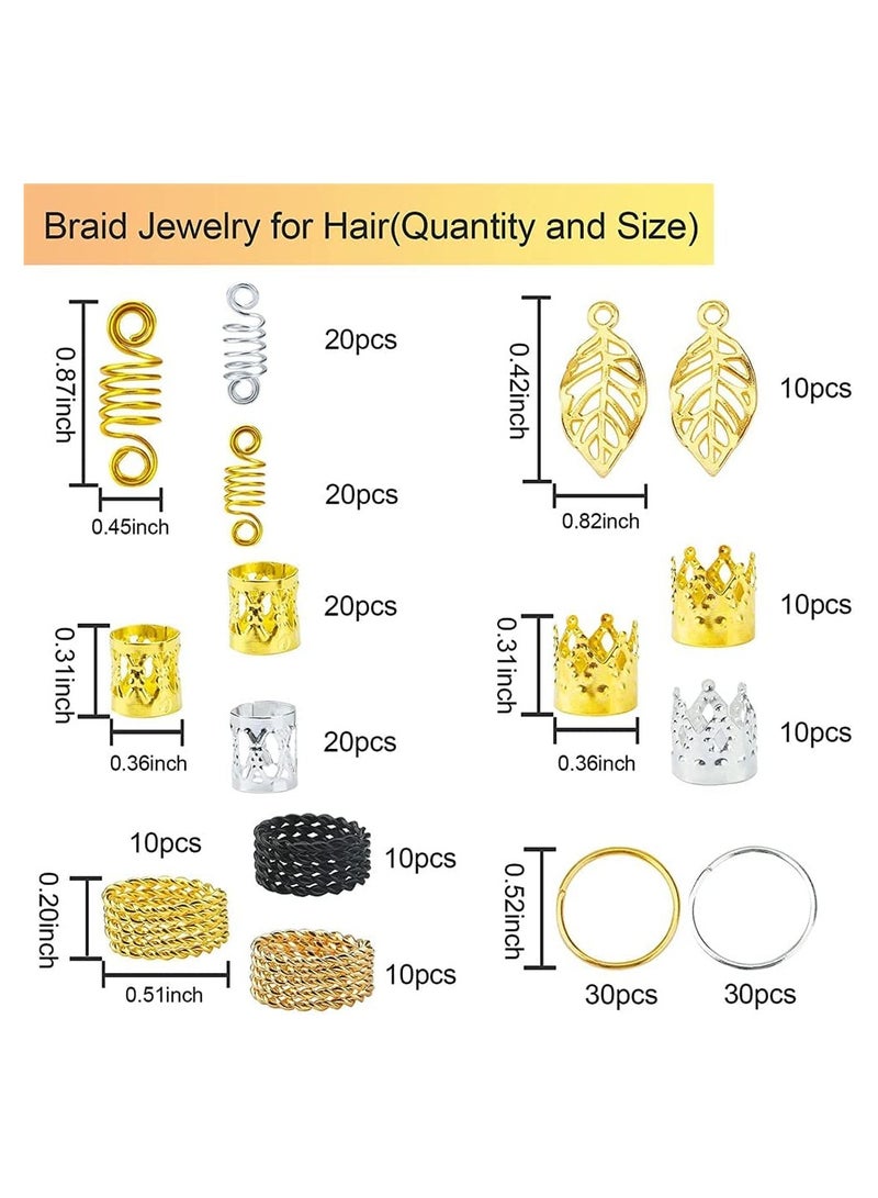 Luckam Braids Decorations, 200 PCS Loc Hair Jewelry Rings Accessories for Women Braids, Metal Gold Charms Hair Cuffs Decorations Clips Pendants, for Passion Twist Crochet Dreadlocks - Image 4