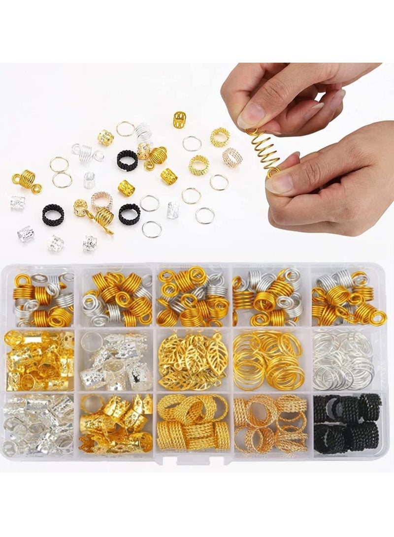 Luckam Braids Decorations, 200 PCS Loc Hair Jewelry Rings Accessories for Women Braids, Metal Gold Charms Hair Cuffs Decorations Clips Pendants, for Passion Twist Crochet Dreadlocks - Image 1