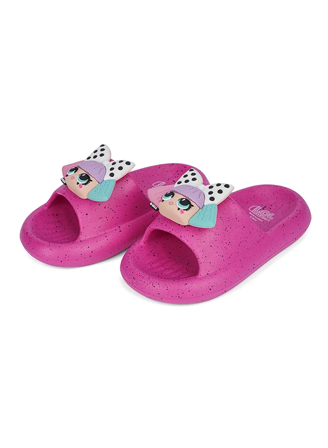 UrbanHaul Girls Mga Lol Print Slip on Sliders For Kids Suitable for Daily Use :- Pink