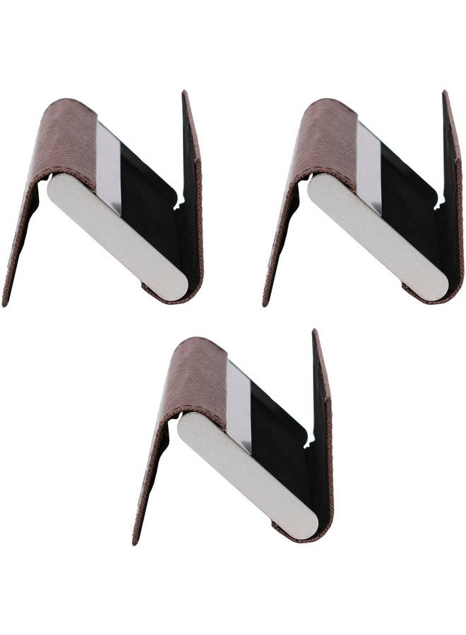 ستيفاني إمبورتس مجموعة من 3 حافظات بطاقات عمل من جلد سافيانو الصناعي مزدوجة الجوانب (خطوط بنية) - Image 3