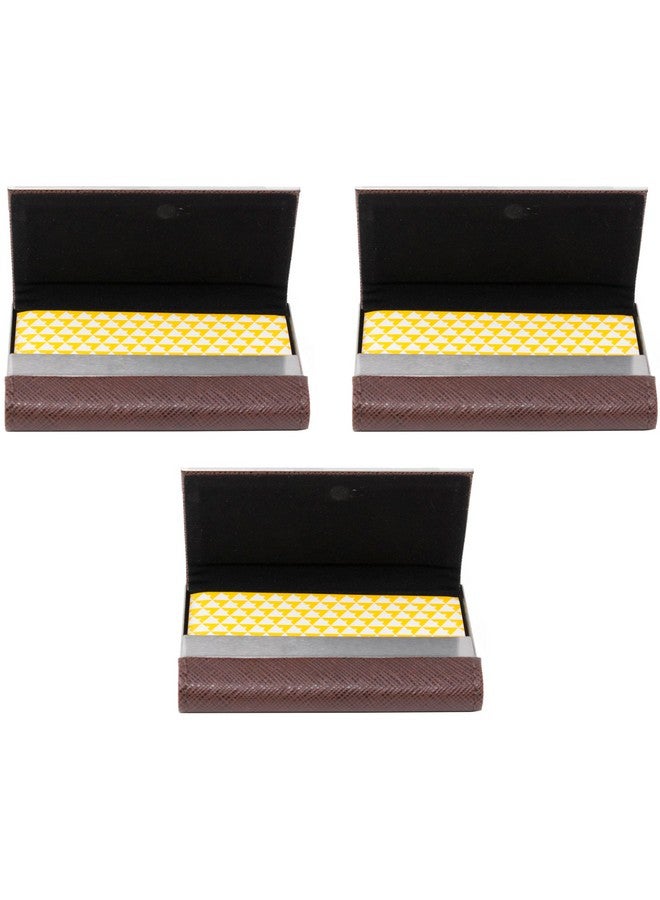 ستيفاني إمبورتس مجموعة من 3 حافظات بطاقات عمل من جلد سافيانو الصناعي مزدوجة الجوانب (خطوط بنية) - Image 5