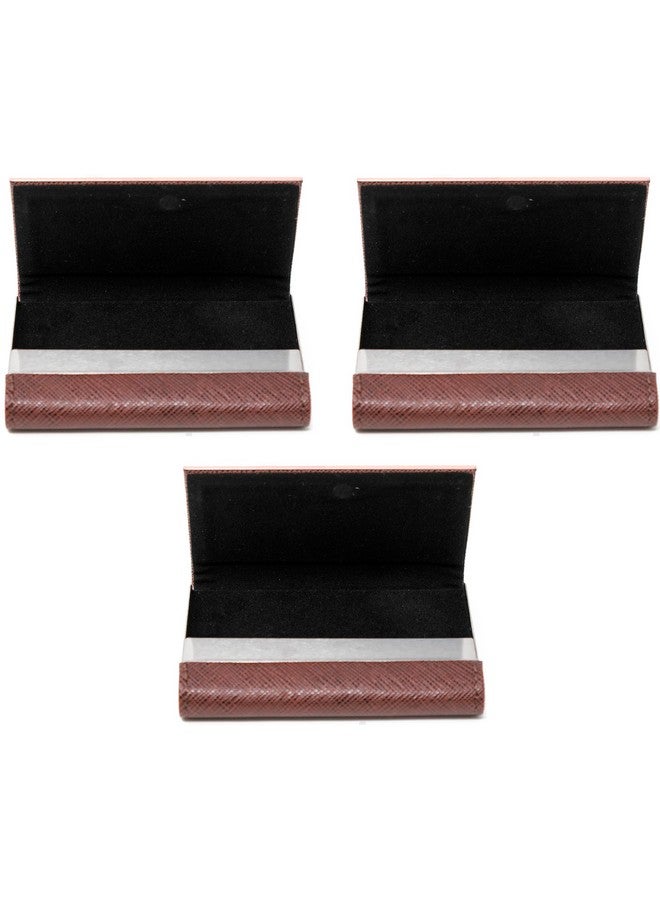 ستيفاني إمبورتس مجموعة من 3 حافظات بطاقات عمل من جلد سافيانو الصناعي مزدوجة الجوانب (خطوط بنية) - Image 4