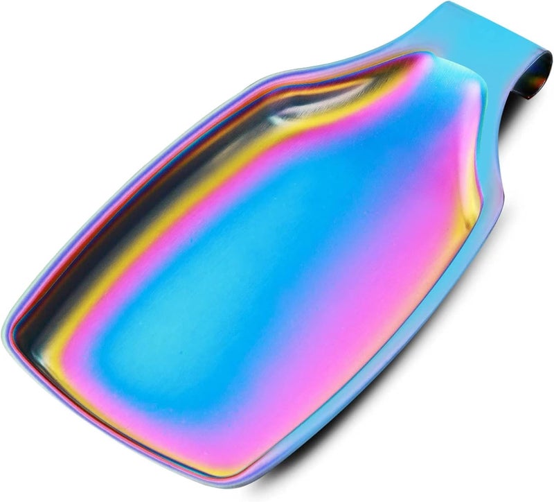 BETTWILL Rainbow Spoon Rest for Stove up, Stainless Steel Spoon Holder For Kitchen Counter, Large Spoon Rest, Spatula Spoon Ladle Utensil Holder, Dishwasher Safe, Rainbow Kitchen Accessories - Image 1