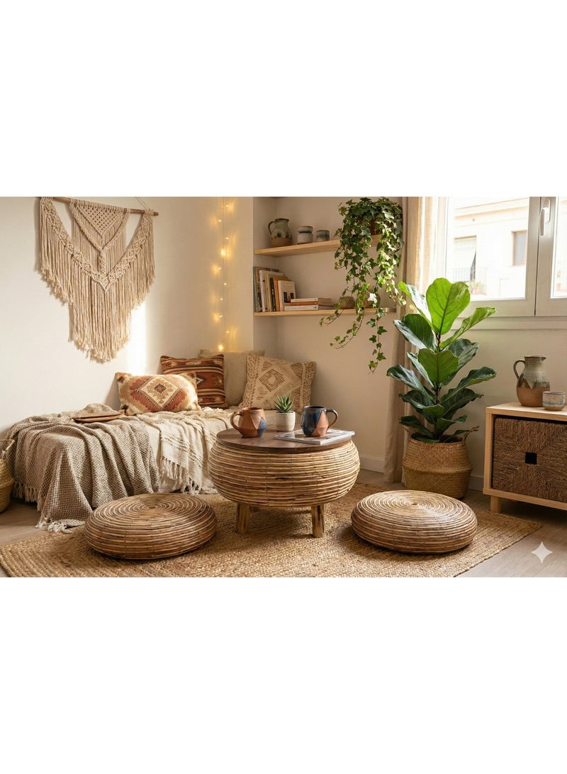 Elegant bamboo seating set – breakfast table with round seats - Image 1