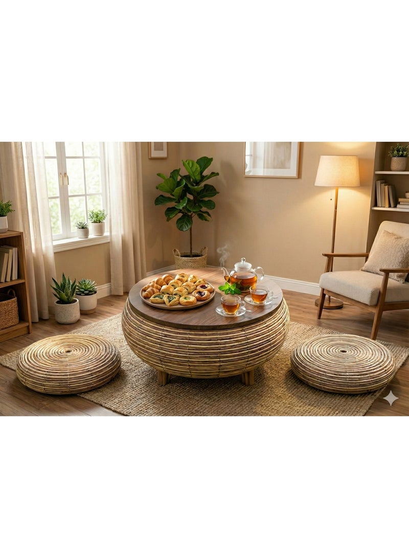 Elegant bamboo seating set – breakfast table with round seats - Image 4