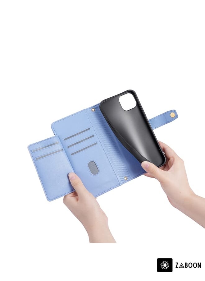 For vivo Y100 5G Sheep Texture Cross-body Zipper Wallet Leather Phone Case(Blue)